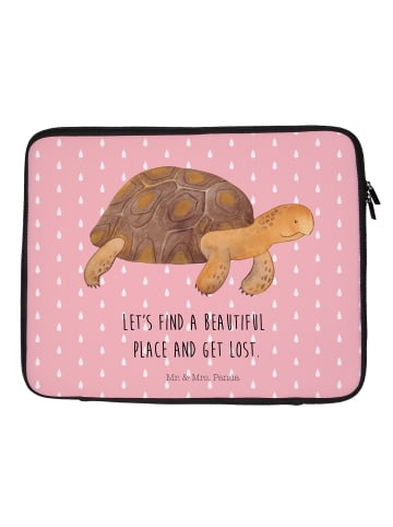 Mr. & Mrs. Panda Laptop Bag Schildkröte MHerzieren mit Spruch in Rot Pastell