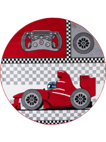 KADIMA DESIGN Kinderteppich Waschbar Autos LAGO Strapazierfähig OEKO-TEX Kinderzimmer in Rot