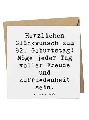 Mr. & Mrs. Panda Grußkarte Spruch 92. Geburtstag Freude mit Spruch in Weiß