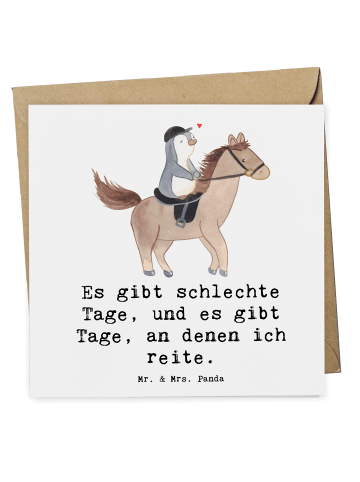 Mr. & Mrs. Panda Deluxe Karte Pferd Reiten mit Spruch in Weiß