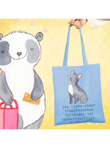 Mr. & Mrs. Panda Tasche Französische Bulldogge Liebe mit Spruch in Sky Blue