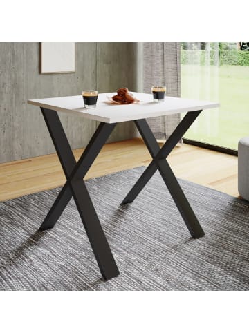 VCM Premium Holz Esstisch Tisch Xona X Silber in Schwarz / Weiß