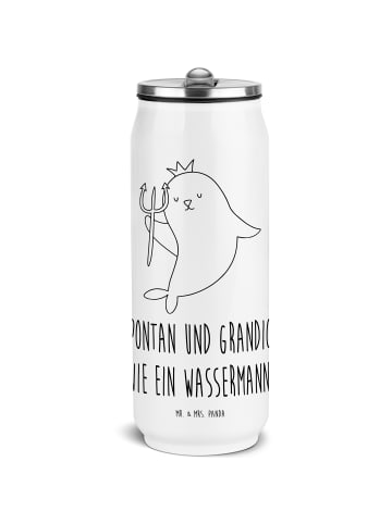 Mr. & Mrs. Panda Isolierflasche Sternzeichen Wassermann mit Spruch in Weiß