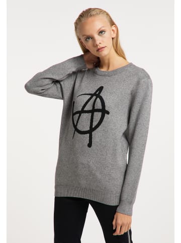 myMo ROCKS Damen Strickpullover in Grau Melange