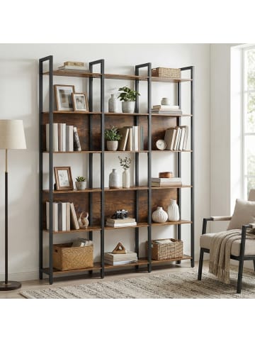 VASAGLE Bücherregal Barnet in Braun-Schwarz - (B)128 x (H)187.1 x (T)24 cm