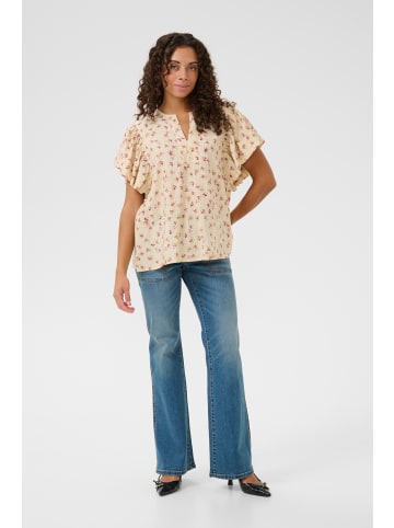 CULTURE Kurzarm-Bluse CUpuglia Relaxed fit in Offwhite/Rosa Flower