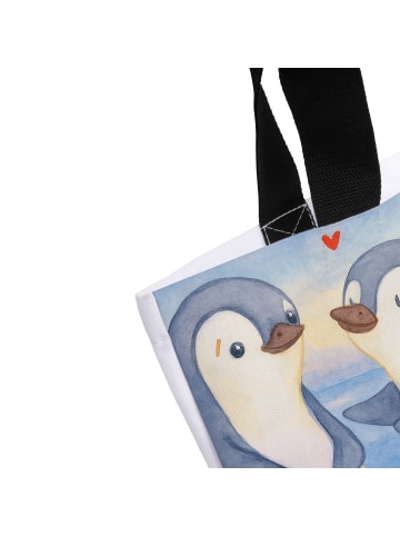 Mr. & Mrs. Panda Shopper Tasche Pinguine trösten Design mit Spruch in Weiß