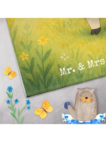 Mr. & Mrs. Panda Gästehandtücher Kuh Design mit Spruch in Weiß