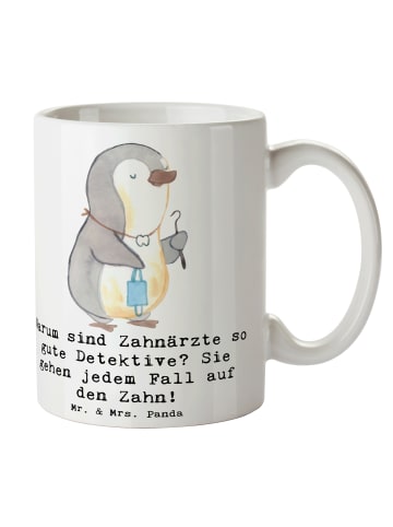Mr. & Mrs. Panda Tasse Zahnarzt Detektiv mit Spruch in Weiß