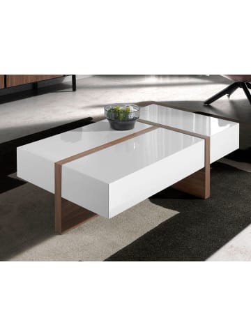 Angel Cerdá Couchtisch 2060 in Walnuss / Weiß – (B)120 x (H)35 x (T)70 cm