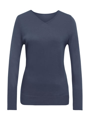 GOLDNER Pullover mit V-Ausschnitt in jeansblau