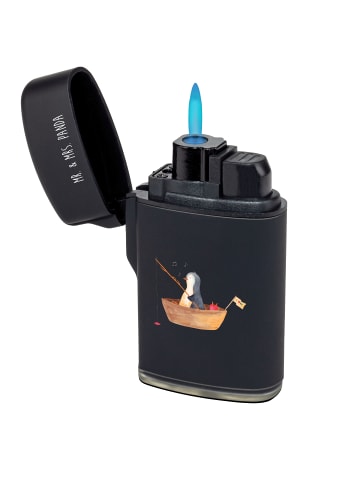Mr. & Mrs. Panda Feuerzeug Pinguin Angelboot ohne Spruch in Schwarz