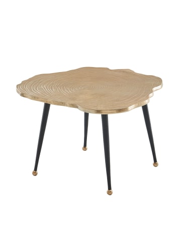 KADIMA DESIGN Moderner Couchtisch - Schwarz/Gold, Baumscheiben-Look aus Aluminium