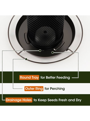 COSTWAY Vogelfutterhaus zum Aufhängen Ø 16 x 40 cm in Schwarz