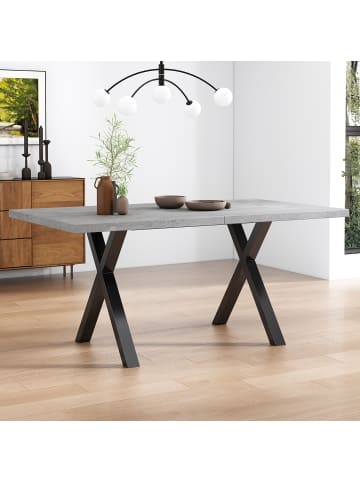 ABRIHOME Esstisch mit gekreuzten Beinen in Grau