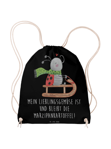 Mr. & Mrs. Panda Beutelrucksack Smörle Rodeln mit Spruch in Schwarz