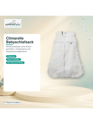 Kinderhaus Blaubär Babyschlafsack Climarelle TOP in Sterne Blau-Gelb