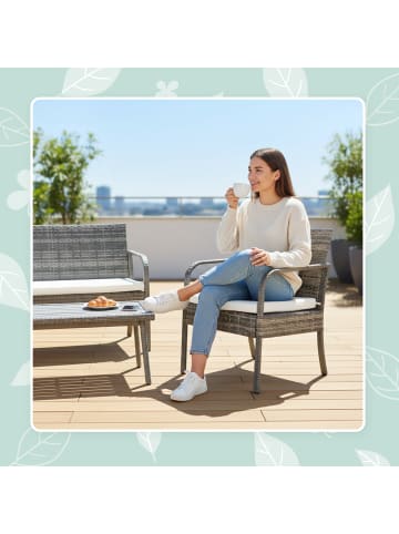 relaxdays 4-tlg. Gartenmöbel-Set "Rattan" in Grau