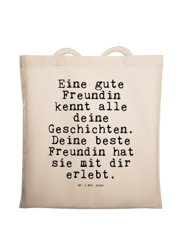 Mr. & Mrs. Panda Tote Bag Eine gute Freundin kennt... mit Spruch in Creme