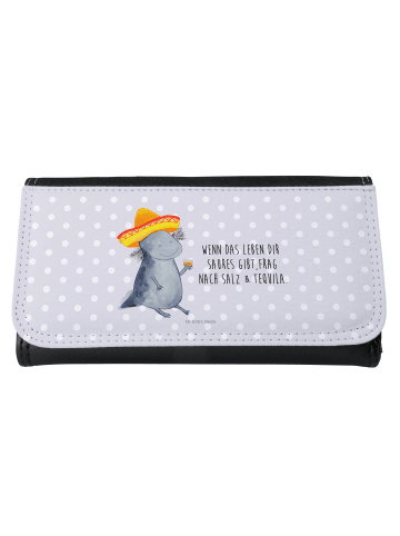 Mr. & Mrs. Panda Damen Portemonnaie Axolotl Tequila mit Spruch in Grau Pastell