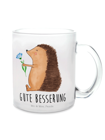 Mr. & Mrs. Panda Teetasse Igel Blumen mit Spruch in Transparent