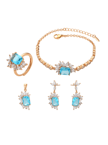 faina Women Jewelry Set in Rose Gold Turquoise