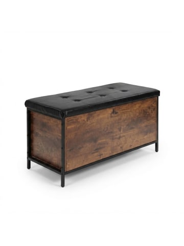 relaxdays Sitzbank in Dunkelbraun/ Schwarz - (B)80 x (H)50 x (T)40 cm