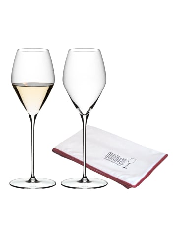 RIEDEL Glas 2er Set Sauvignon Blanc Gläser + Poliertuch Veloce 347 ml in transparent