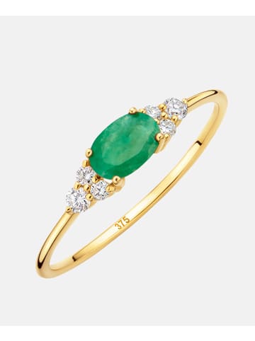 Diamant L'éternel Ring aus 375 Gelbgold mit Smaragd
