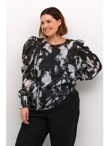 KAFFE curve Langarm-Bluse KCliva in Black/Grey Blurry Graphics