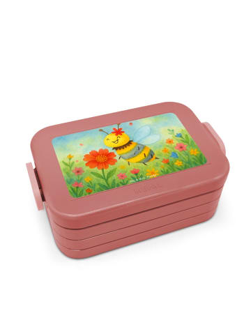 Mr. & Mrs. Panda Bentobox Biene Blume Design ohne Spruch in Rot Pastell