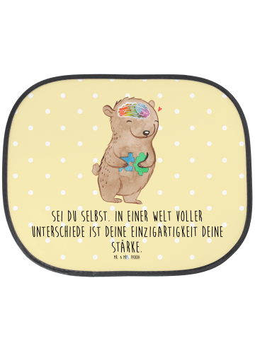 Mr. & Mrs. Panda Sonnenschutz Bär Autismus mit Spruch in Gelb Pastell