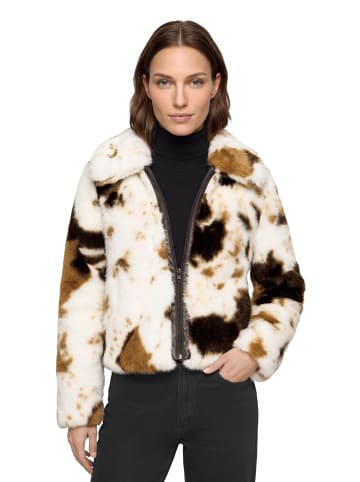 AMBER & JUNE Plüschjacke mit Taschen in Beige/Braun