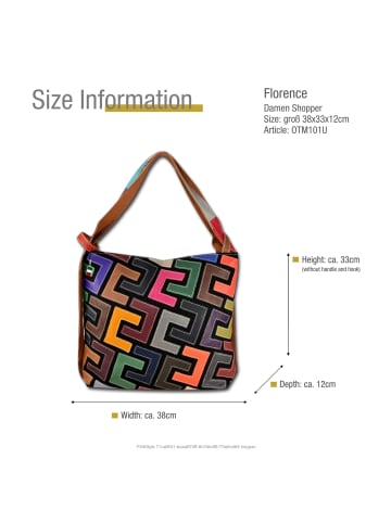 Florence Leder Shopper, Schultertasche Florence Tasche mehrfarbig ca. 38cm