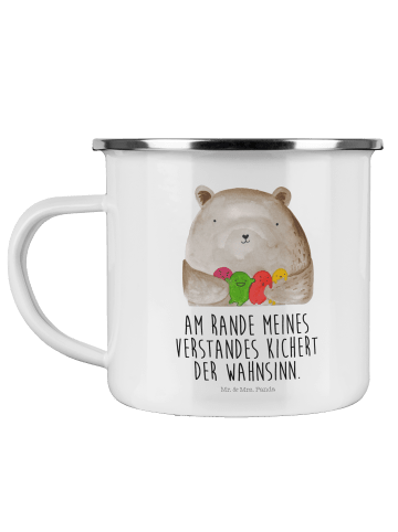 Mr. & Mrs. Panda Emaille Becher Bär Gefühl mit Spruch in Weiß
