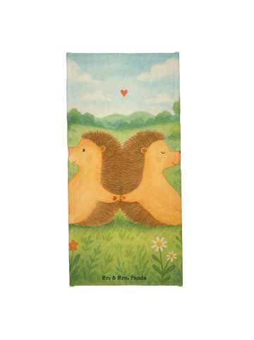 Mr. & Mrs. Panda Badhandtuch Igel händchenhaltend Design ohne Sp... in Weiß