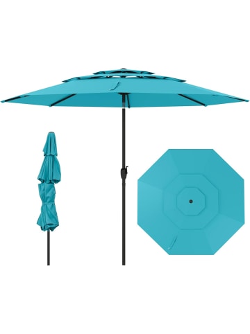COSTWAY 300cm Sonnenschirm windfest stabil in Türkis