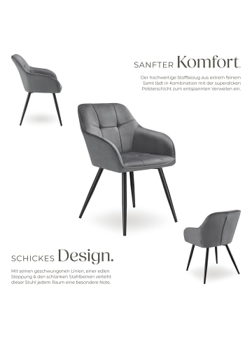 tectake Polstersessel gepolstert, in Samtoptik, gesteppt, 58 x 62 x 82 cm