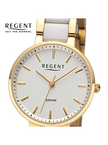 Regent Analog-Armbanduhr Regent Metallarmband gold, weiß klein (ca. 30mm)