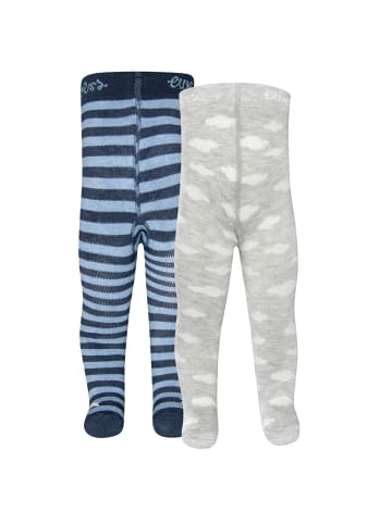 ewers 2er-Set Strumpfhose 2er Pack Ringel/Wolke in blau-grau