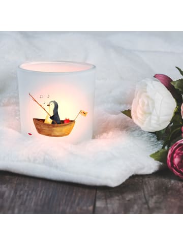 Mr. & Mrs. Panda Windlicht aus Glas Pinguin Angelboot ohne Spruch in Transparent