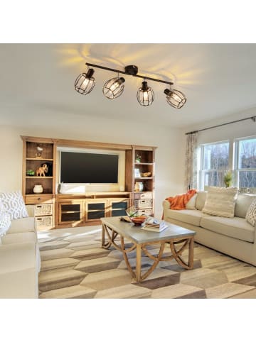 ZMH Deckenleuchte in Schwarz 4-flammige E14 Kristall schwenkbar Deckenstrahler