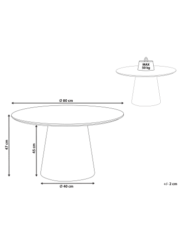Beliani Couchtisch WANDO in Schwarz - (W) 80 x (H) 47 x (L) 80 cm