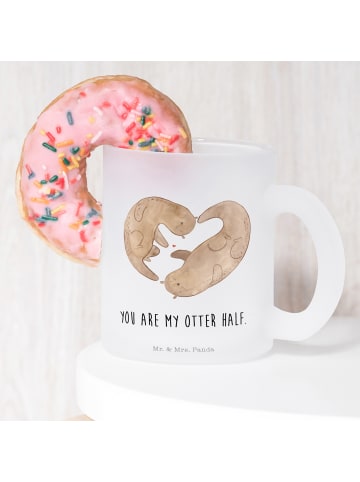Mr. & Mrs. Panda Teeglas Otter Herz mit Spruch in Transparent