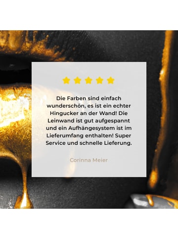 MuchoWow Leinwand bilder Gesicht gold schwarz (BxH)