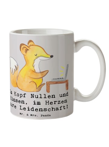 Mr. & Mrs. Panda Teetasse Programmierer Herz mit Spruch in Grau Pastell