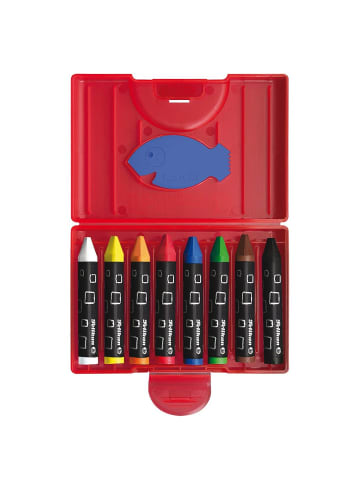 Pelikan Wachsmalstift 665/8 - 8 Farben sortiert dreieckig Box mit 8 Stiften + 1 Schaber.