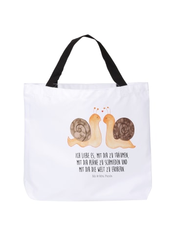 Mr. & Mrs. Panda Tote Bag Schnecken Liebe mit Spruch in Weiß