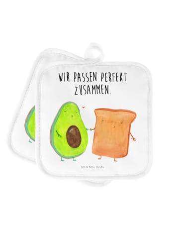 Mr. & Mrs. Panda 2er Set Topflappen  Avocado Toast mit Spruch in Weiß