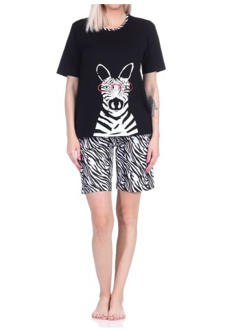 NORMANN Shorty Pyjama kurzarm Schlafanzug - 72760 in schwarz